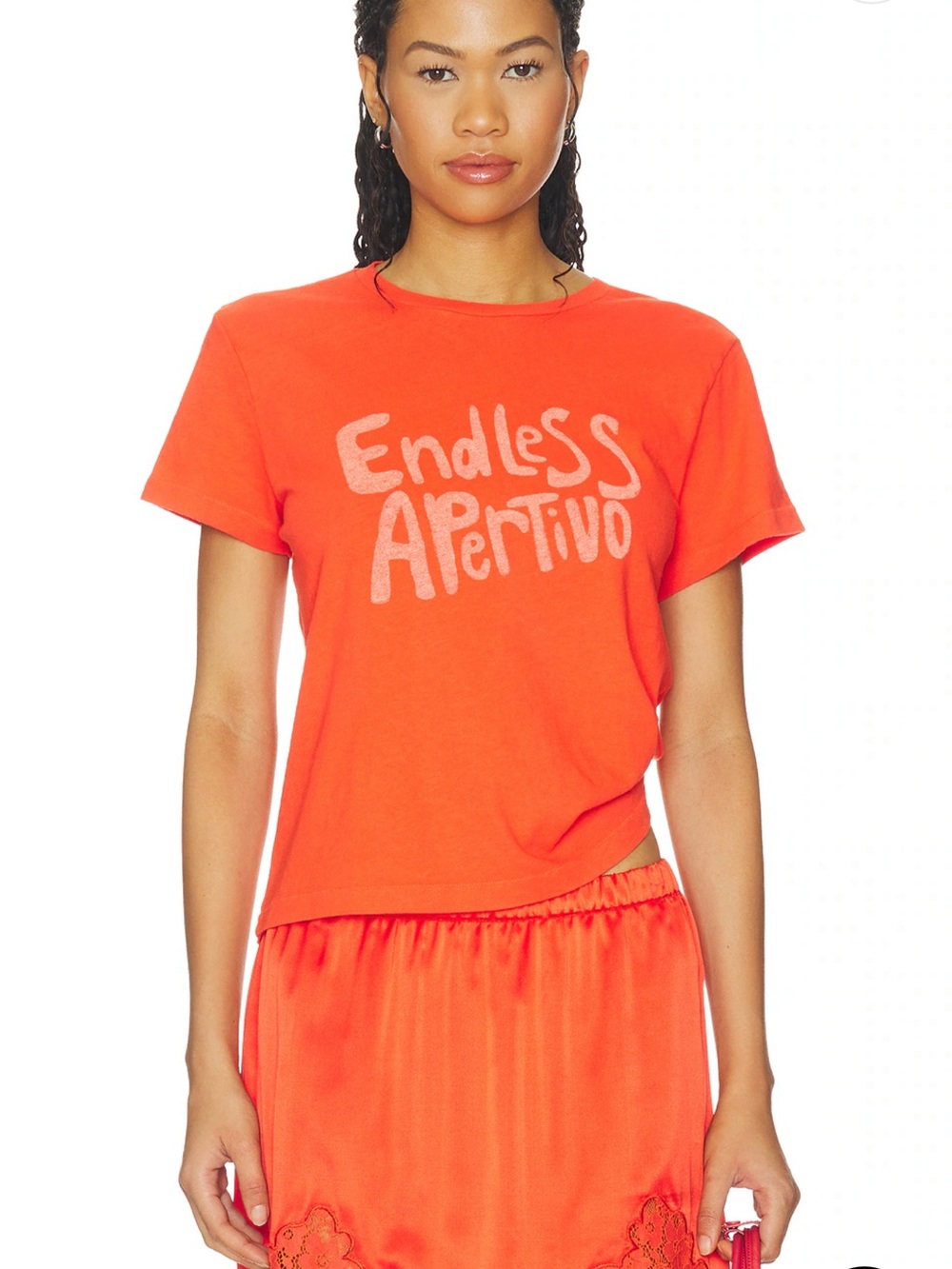 Re/Done Orange 'Endless Apertivo' Short Sleeve Tee